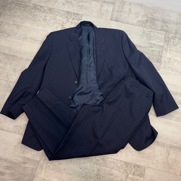 Michael Michael Kors 2 pc suit 42R Blazer 36 X 28 Trousers blue striped wool - Picture 1 of 12